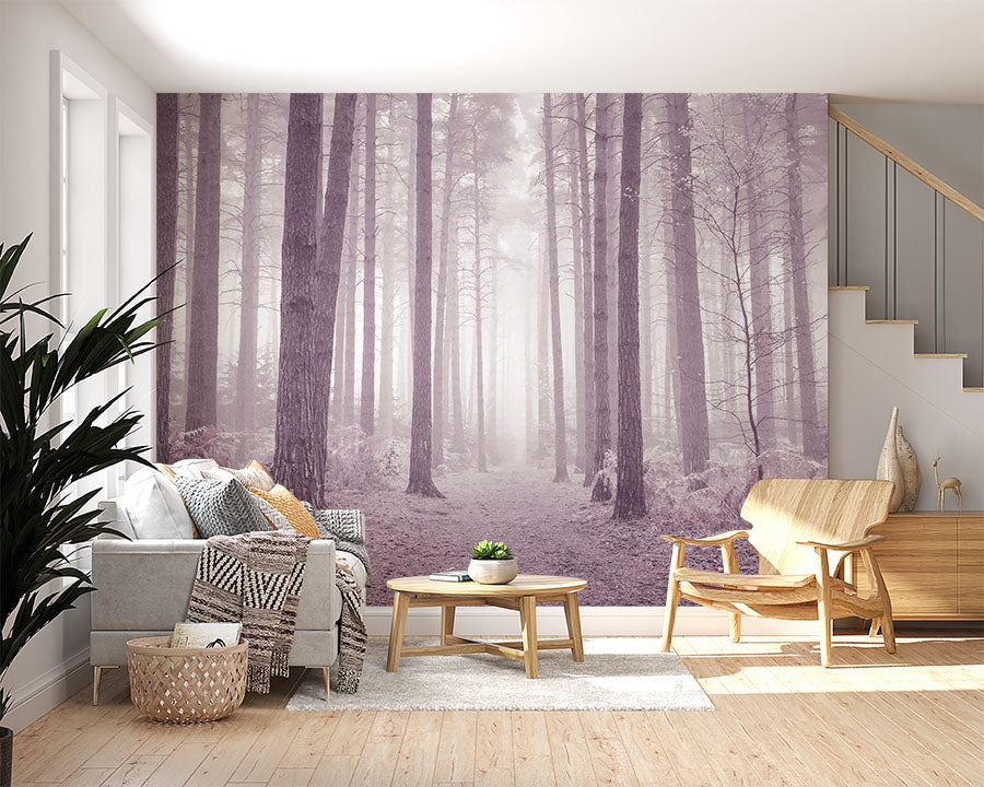 Árboles en un bosque rosa