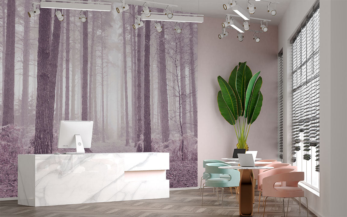 Árboles en un bosque rosa