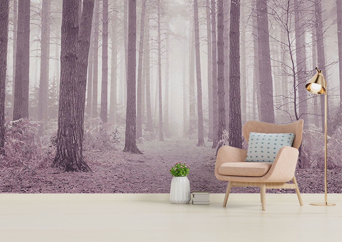 Árboles en un bosque rosa